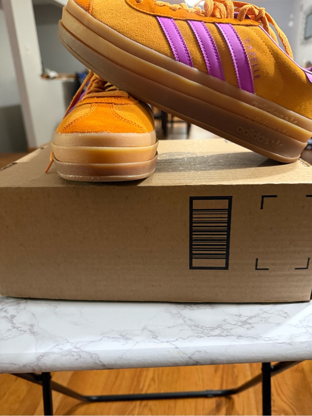 Women’s Orange Suede Sneakers with Pink Accents - Picture 3 of 6